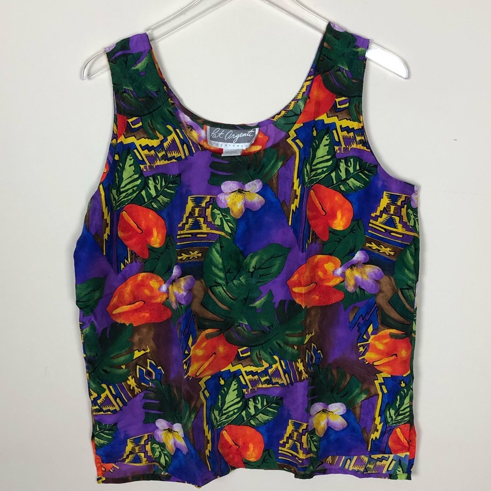 Pat Argenti Vintage Silk Tropical Blouse